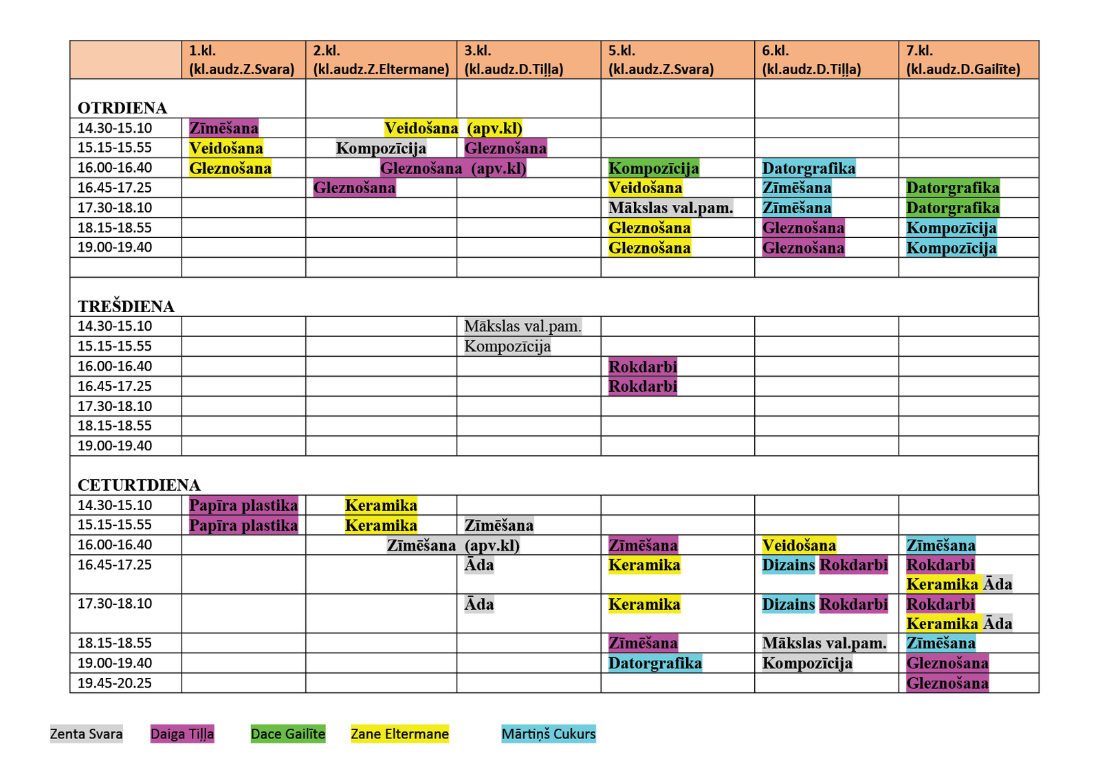 stundu saraksts vizuālās mākslas audzēkņiem PriekulesMMskolā 23.24.m.g.