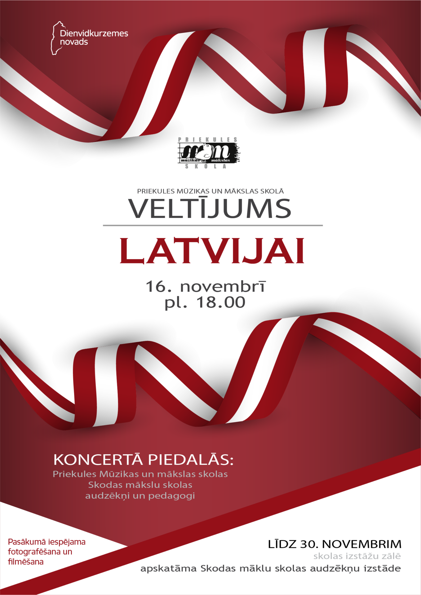 veltījums Latvijai Priekules Mūzikas un mākslas skolā afiša